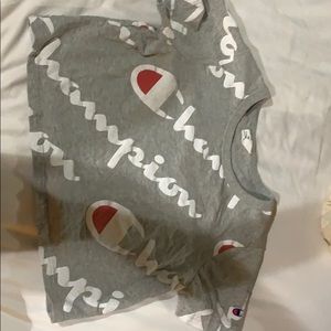 White grey and red champion crop top